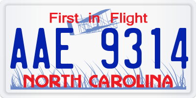 NC license plate AAE9314