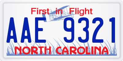 NC license plate AAE9321