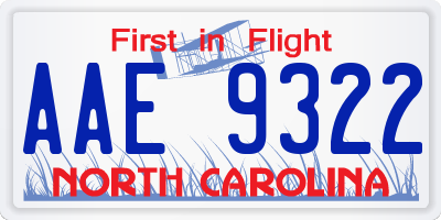 NC license plate AAE9322