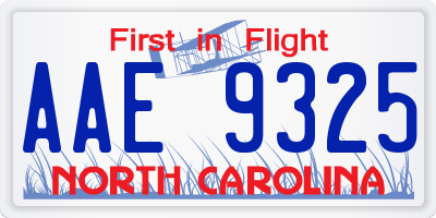 NC license plate AAE9325