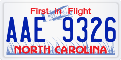 NC license plate AAE9326
