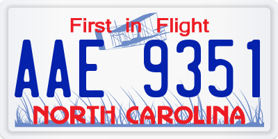 NC license plate AAE9351