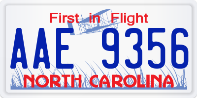NC license plate AAE9356