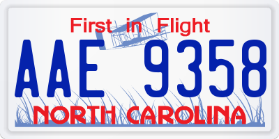 NC license plate AAE9358