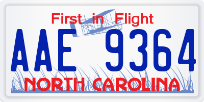 NC license plate AAE9364