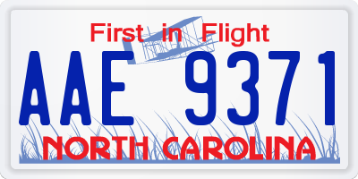 NC license plate AAE9371
