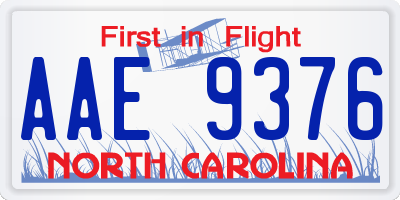 NC license plate AAE9376
