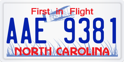 NC license plate AAE9381