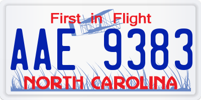 NC license plate AAE9383
