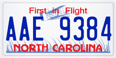 NC license plate AAE9384