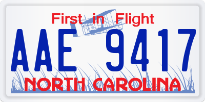 NC license plate AAE9417