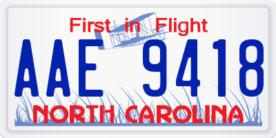 NC license plate AAE9418