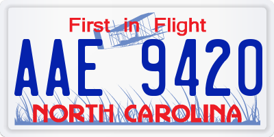 NC license plate AAE9420