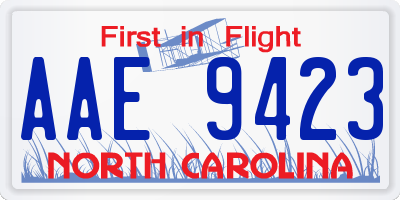 NC license plate AAE9423