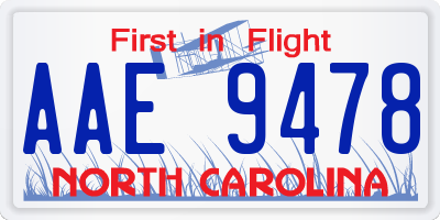 NC license plate AAE9478