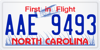 NC license plate AAE9493