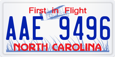 NC license plate AAE9496