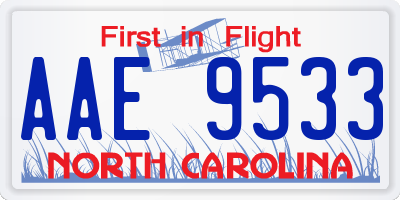 NC license plate AAE9533