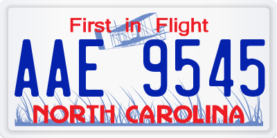 NC license plate AAE9545