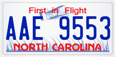 NC license plate AAE9553