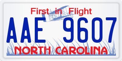 NC license plate AAE9607