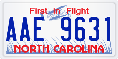 NC license plate AAE9631