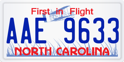 NC license plate AAE9633
