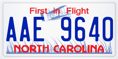 NC license plate AAE9640