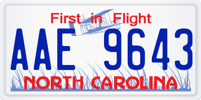 NC license plate AAE9643