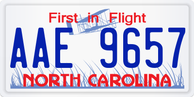 NC license plate AAE9657