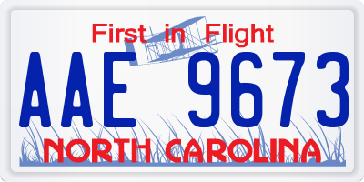 NC license plate AAE9673