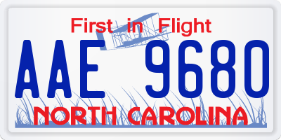 NC license plate AAE9680