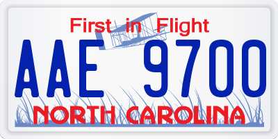 NC license plate AAE9700