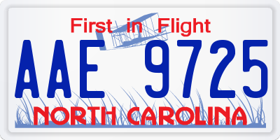 NC license plate AAE9725