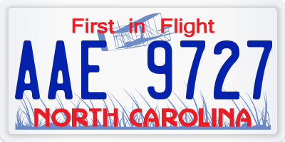 NC license plate AAE9727