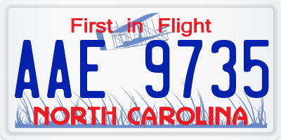 NC license plate AAE9735