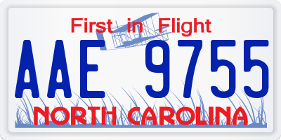 NC license plate AAE9755