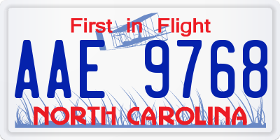 NC license plate AAE9768