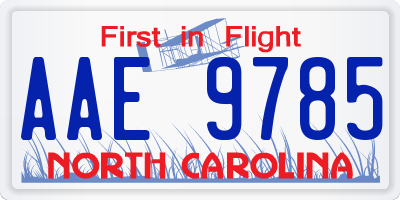 NC license plate AAE9785