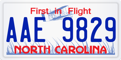 NC license plate AAE9829