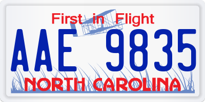 NC license plate AAE9835