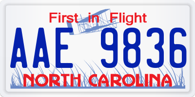 NC license plate AAE9836