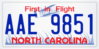 NC license plate AAE9851