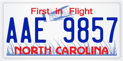 NC license plate AAE9857