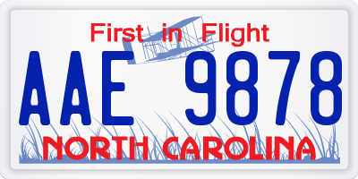 NC license plate AAE9878