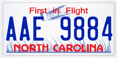 NC license plate AAE9884