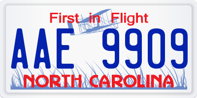 NC license plate AAE9909