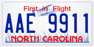 NC license plate AAE9911