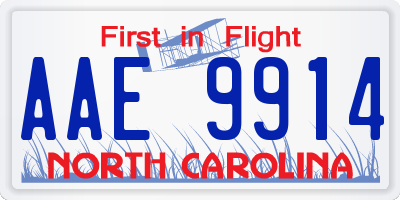 NC license plate AAE9914
