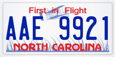 NC license plate AAE9921